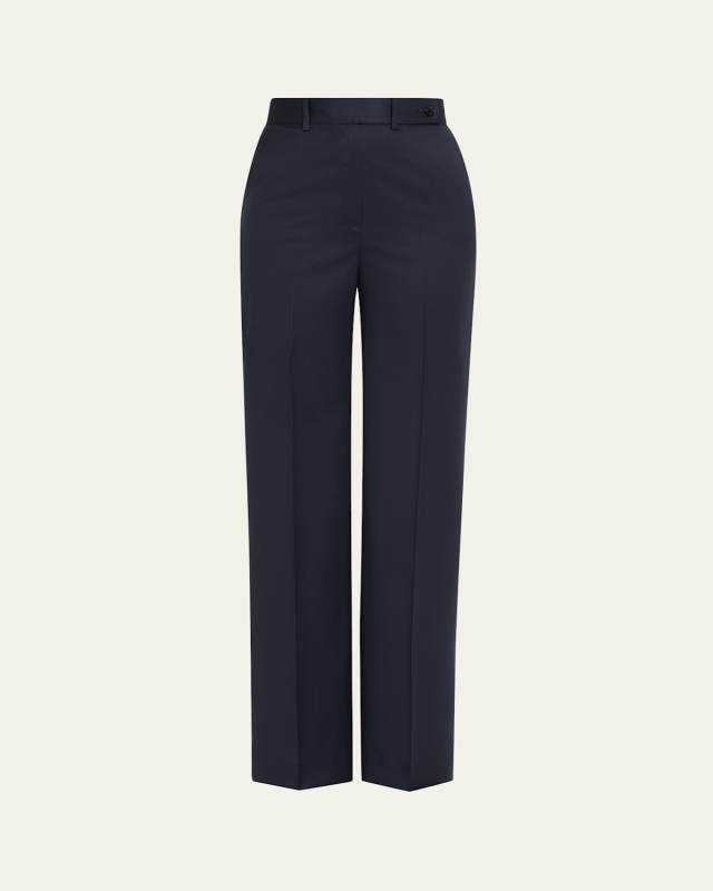 Mid-Rise Wide-Leg Wool Trousers